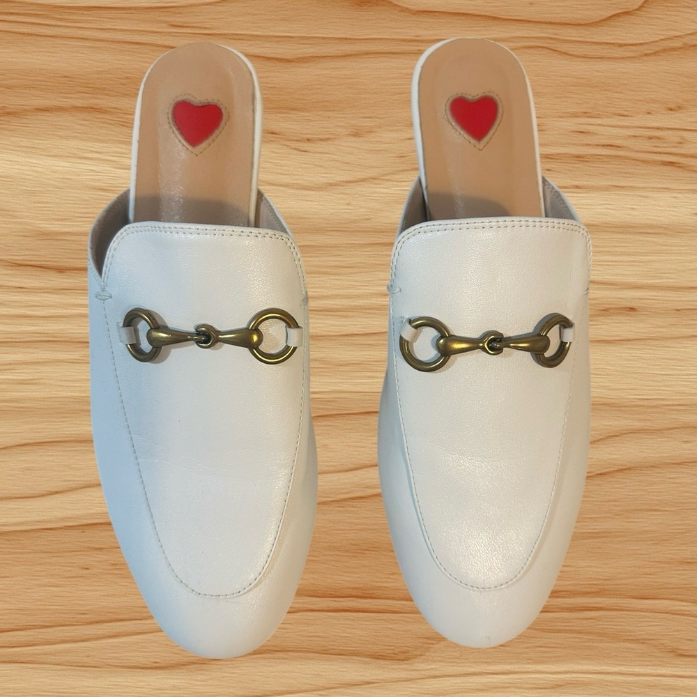 Women’s Vero Cuoio Genuine Leather White Low Heel Slip-on Mule Loafers - Size 8 - Picture 5 of 12